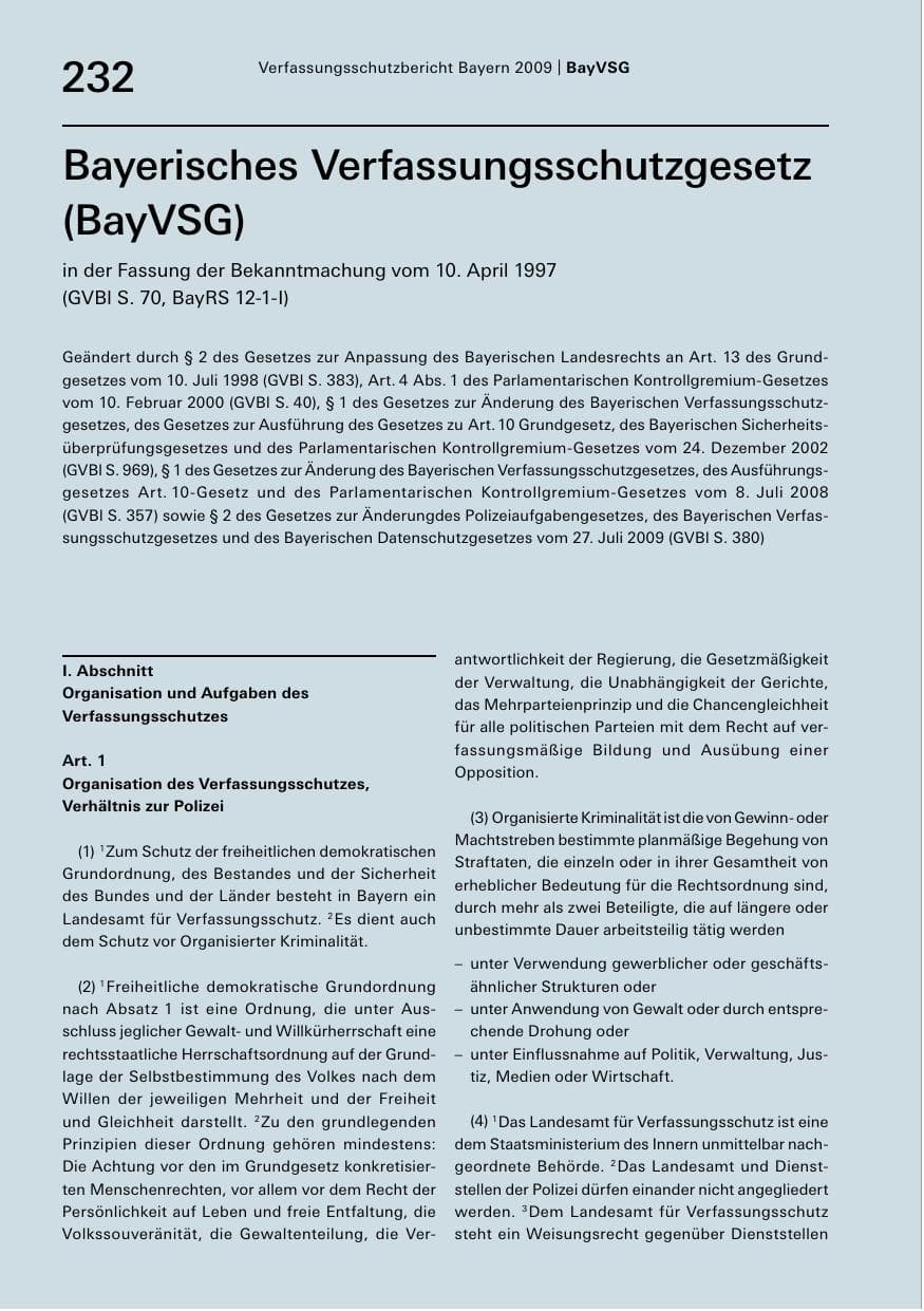 Seite 234 des Verfassungsschutzbericht 2009 Bayern