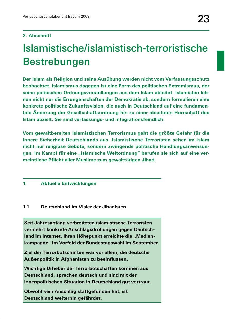 Seite 25 des Verfassungsschutzbericht 2009 Bayern