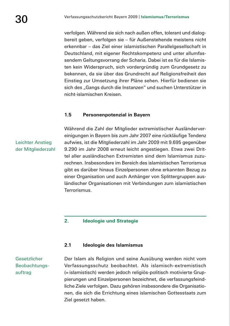 Seite 32 des Verfassungsschutzbericht 2009 Bayern