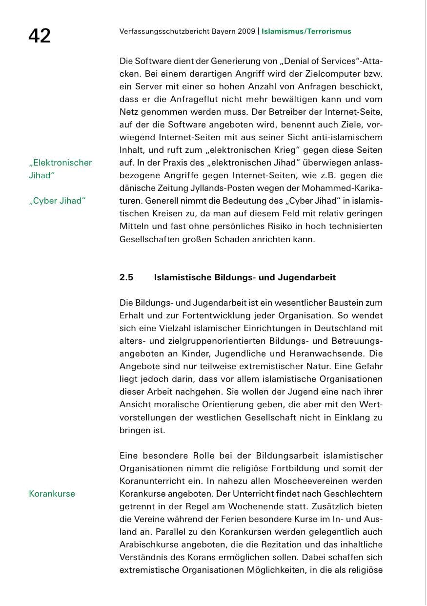 Seite 44 des Verfassungsschutzbericht 2009 Bayern
