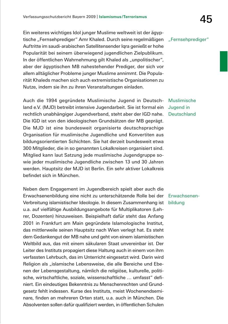 Seite 47 des Verfassungsschutzbericht 2009 Bayern