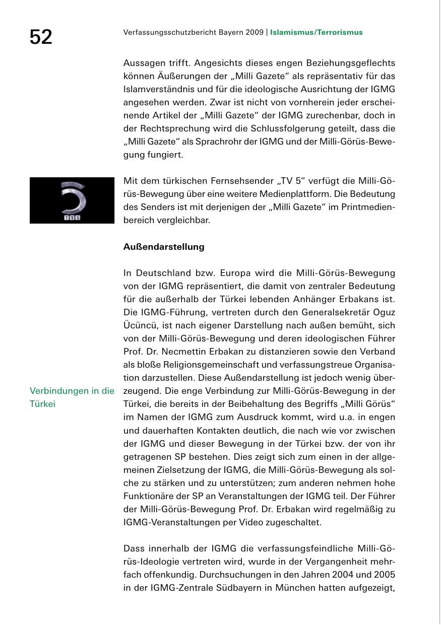 Seite 54 des Verfassungsschutzbericht 2009 Bayern