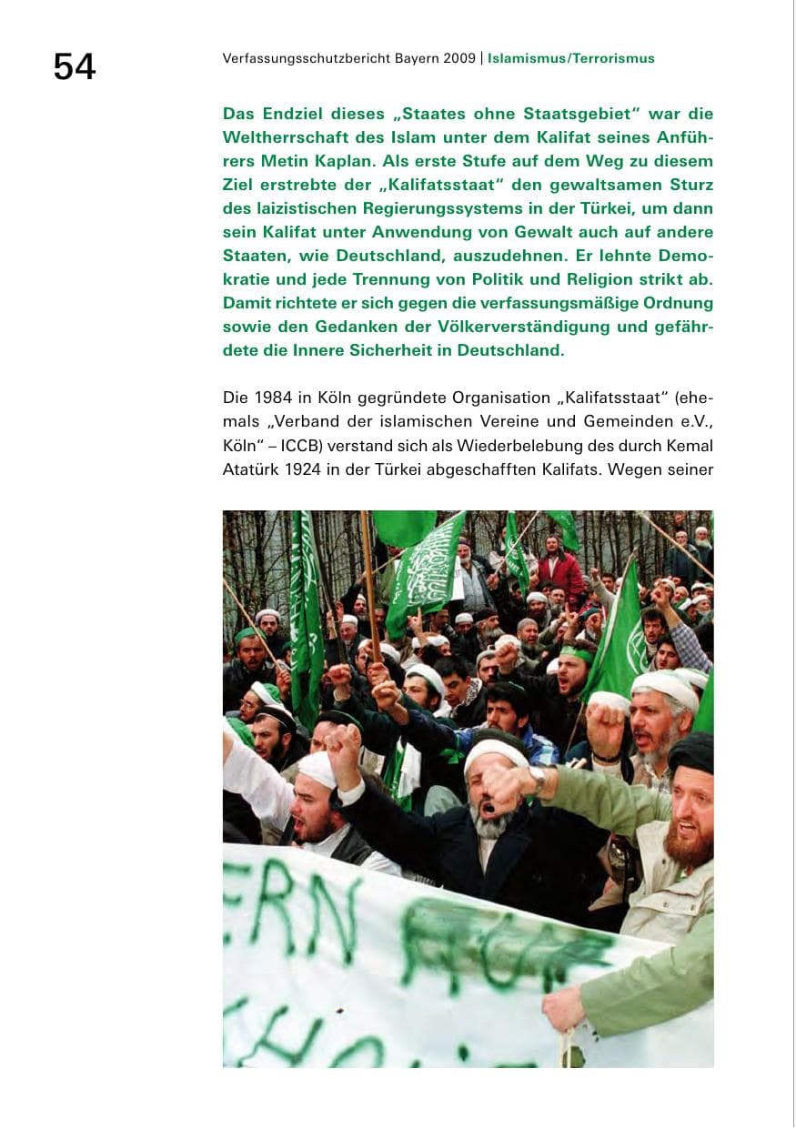 Seite 56 des Verfassungsschutzbericht 2009 Bayern