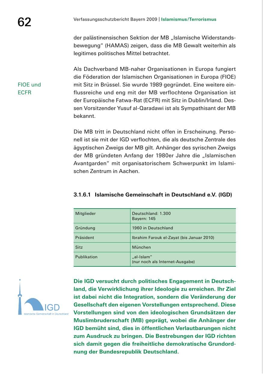 Seite 64 des Verfassungsschutzbericht 2009 Bayern