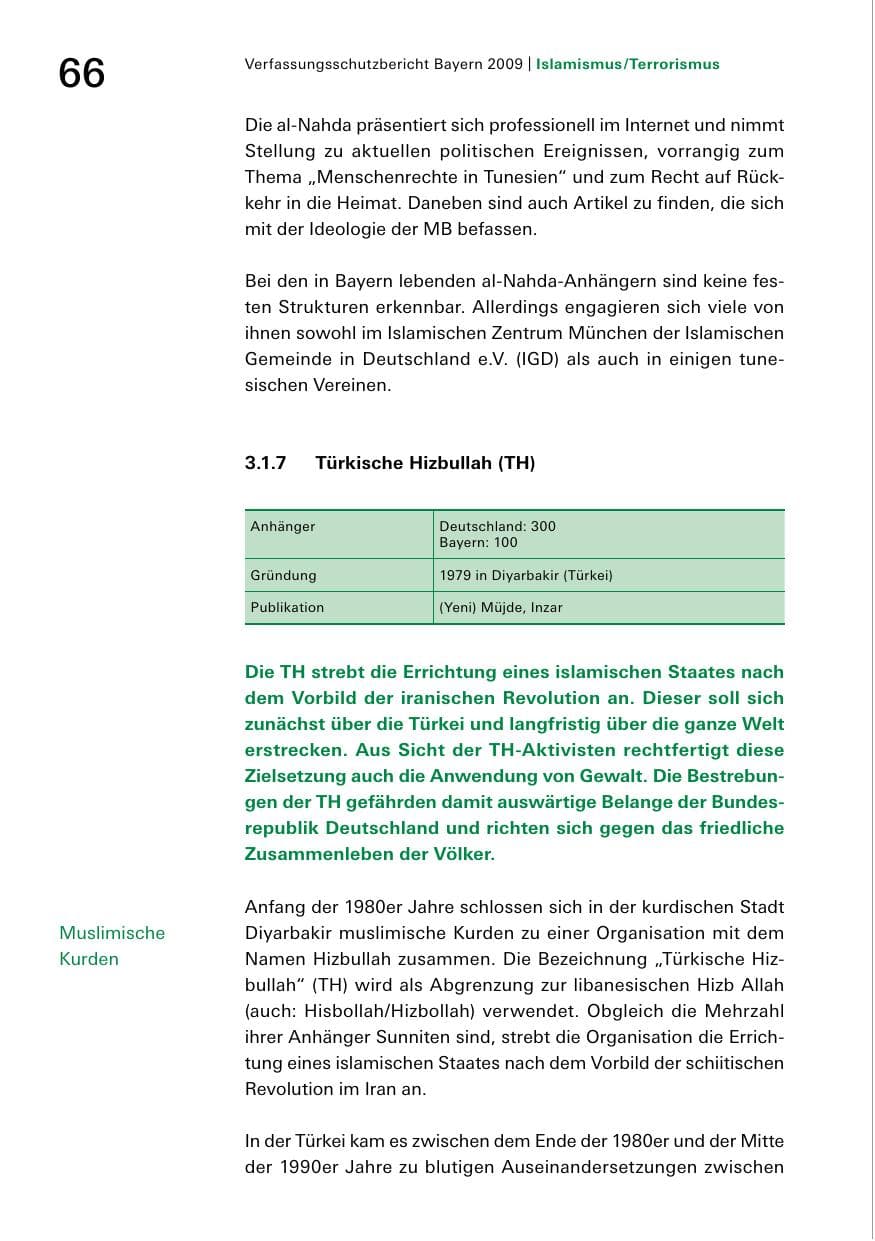 Seite 68 des Verfassungsschutzbericht 2009 Bayern
