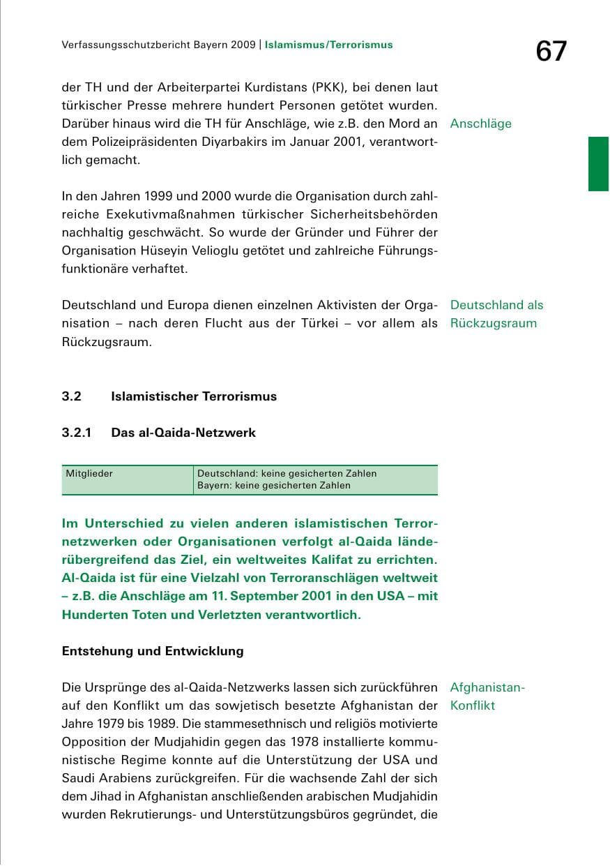Seite 69 des Verfassungsschutzbericht 2009 Bayern