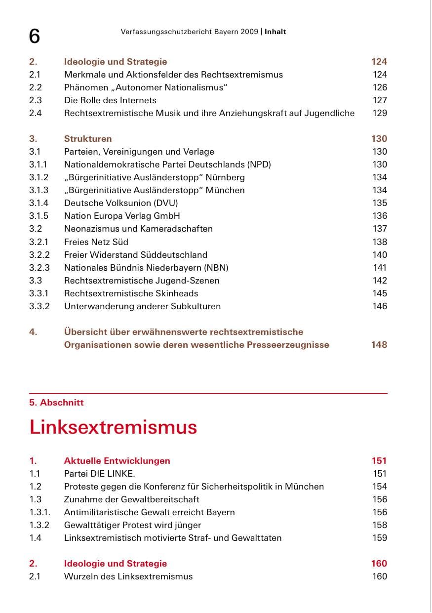 Seite 8 des Verfassungsschutzbericht 2009 Bayern