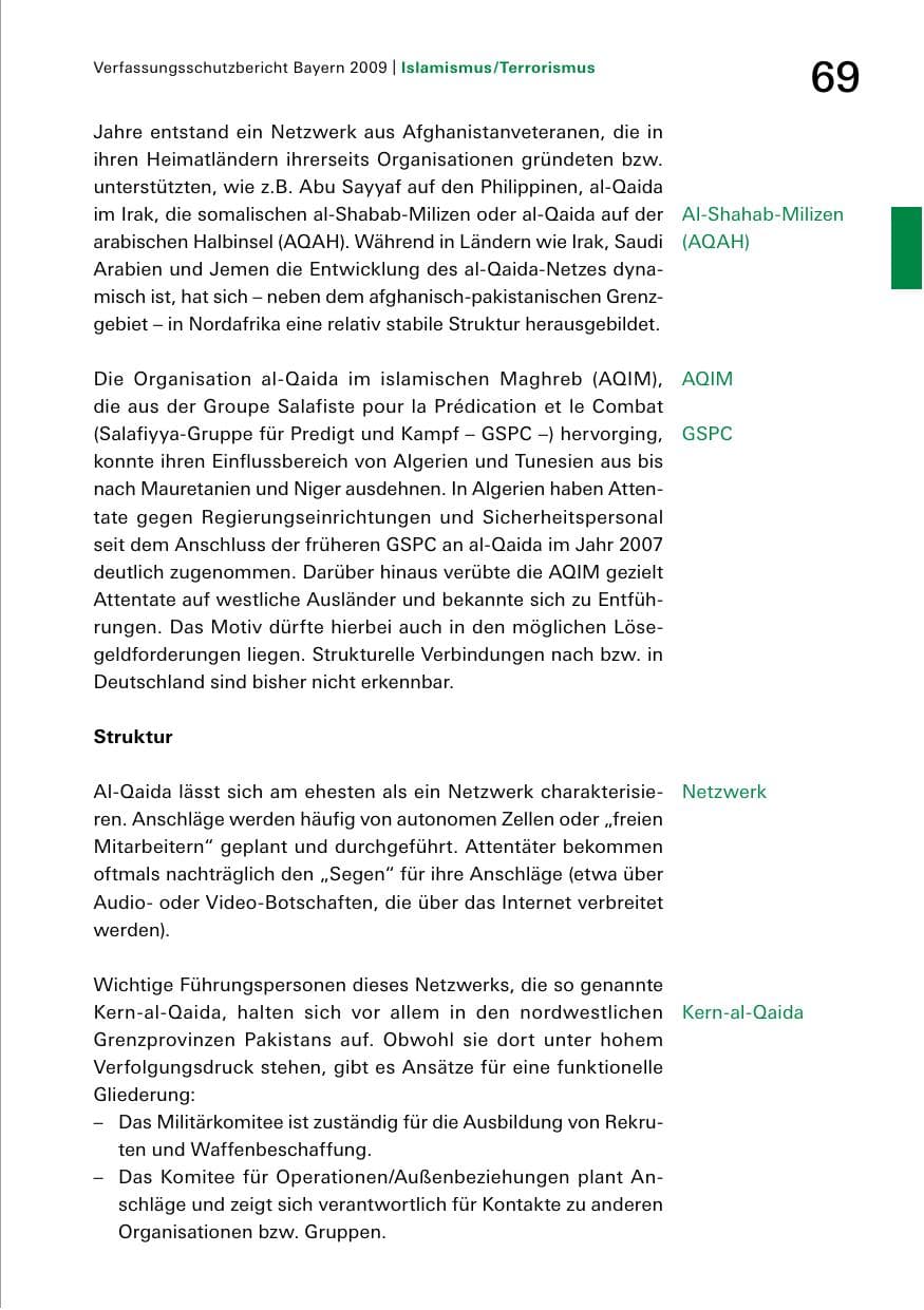 Seite 71 des Verfassungsschutzbericht 2009 Bayern