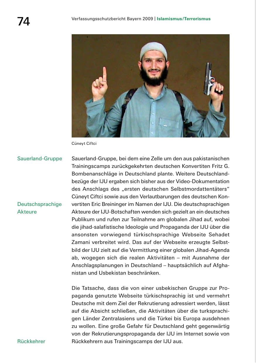 Seite 76 des Verfassungsschutzbericht 2009 Bayern