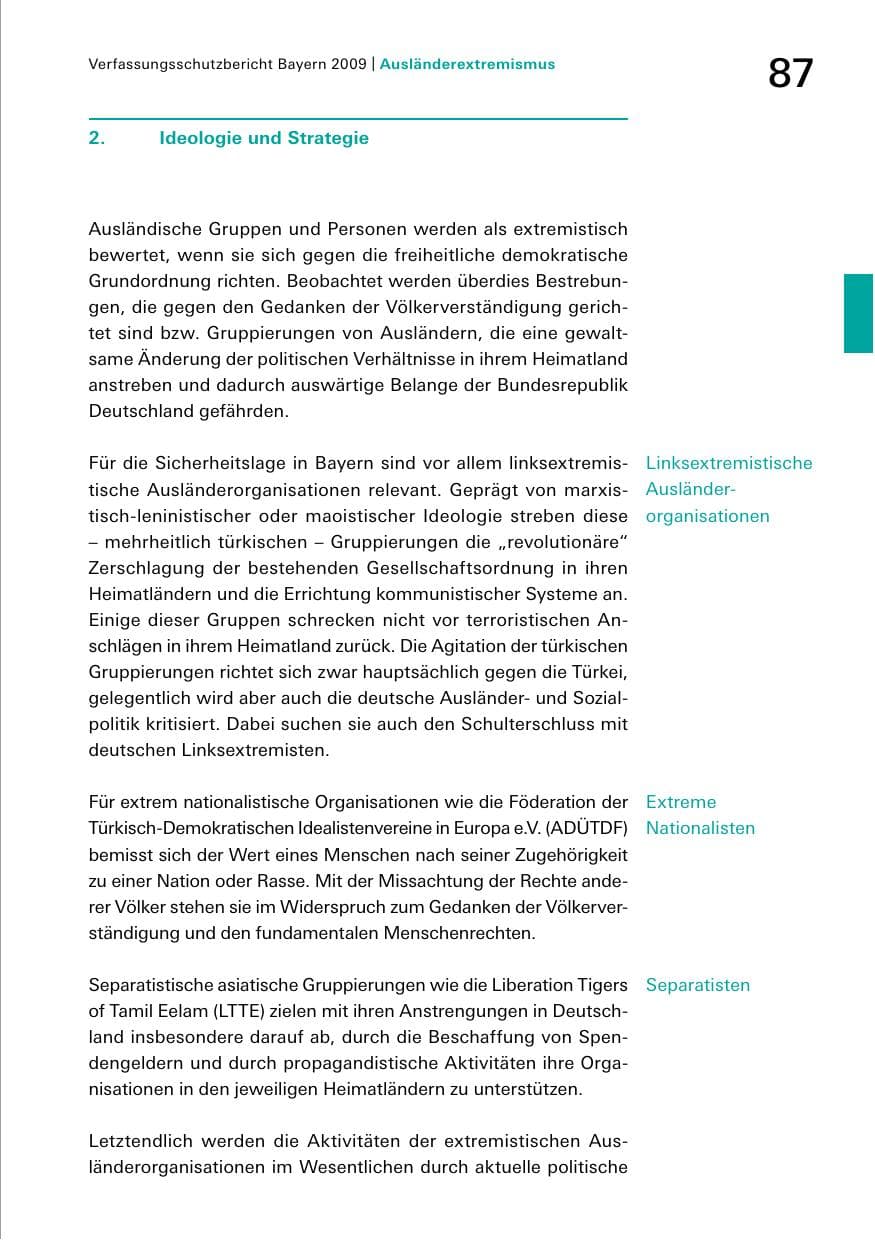Seite 89 des Verfassungsschutzbericht 2009 Bayern