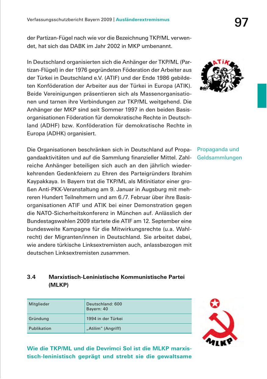Seite 99 des Verfassungsschutzbericht 2009 Bayern