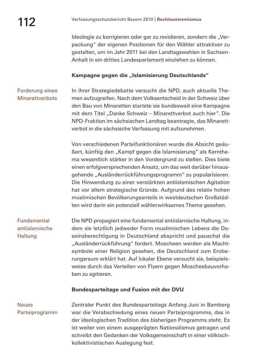 Seite 114 des Verfassungsschutzbericht 2010 Bayern
