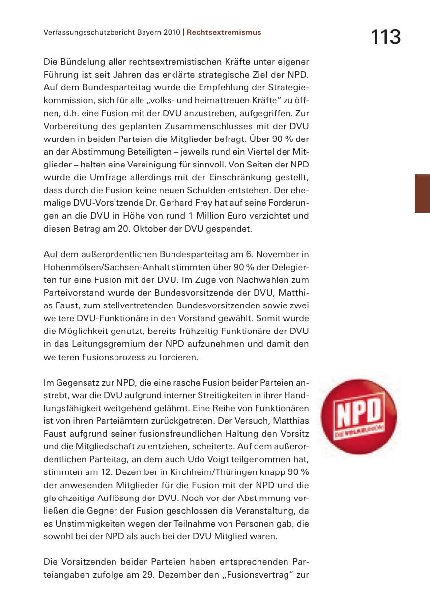 Seite 115 des Verfassungsschutzbericht 2010 Bayern