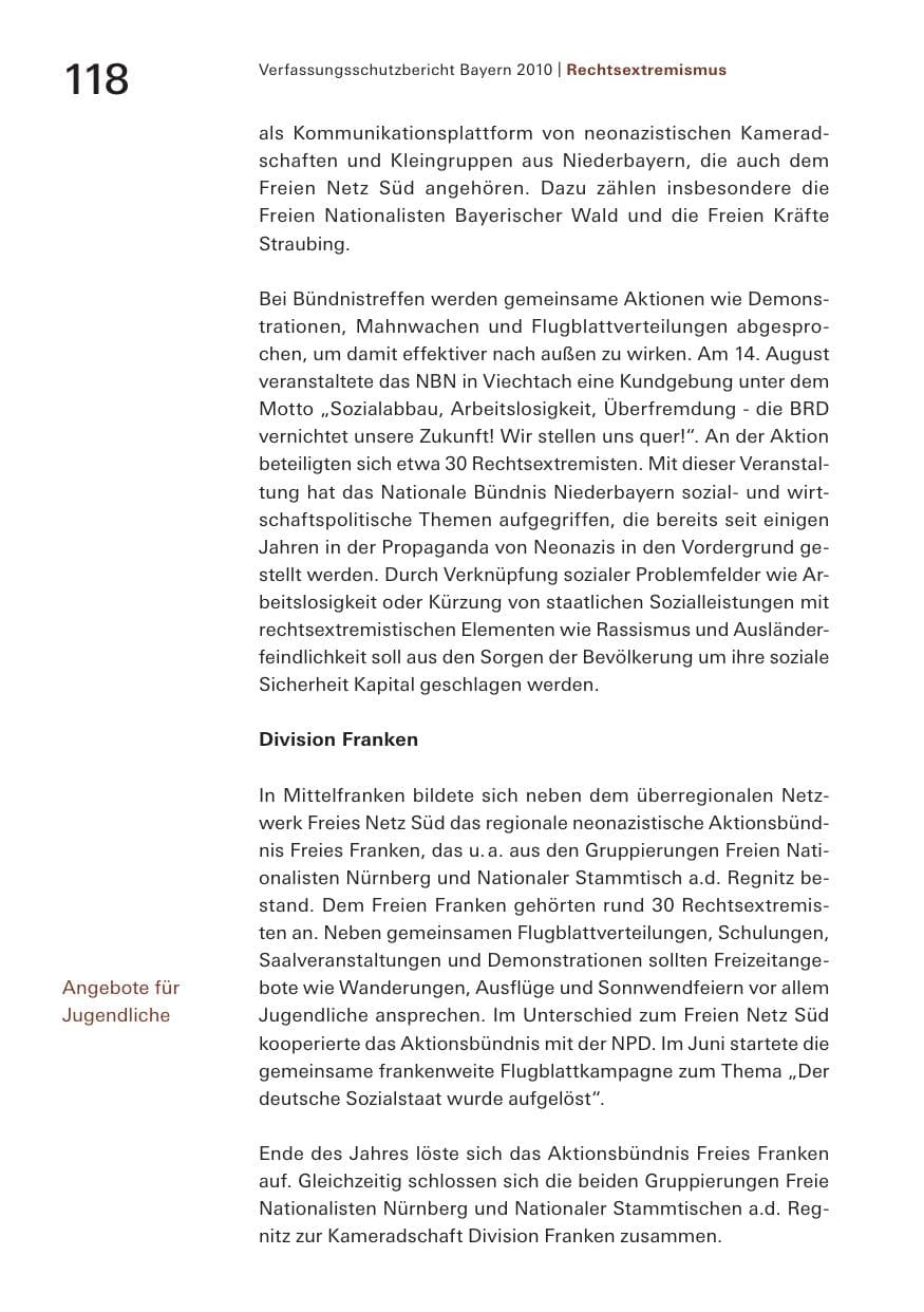 Seite 120 des Verfassungsschutzbericht 2010 Bayern
