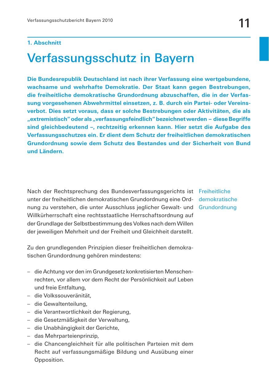 Seite 13 des Verfassungsschutzbericht 2010 Bayern