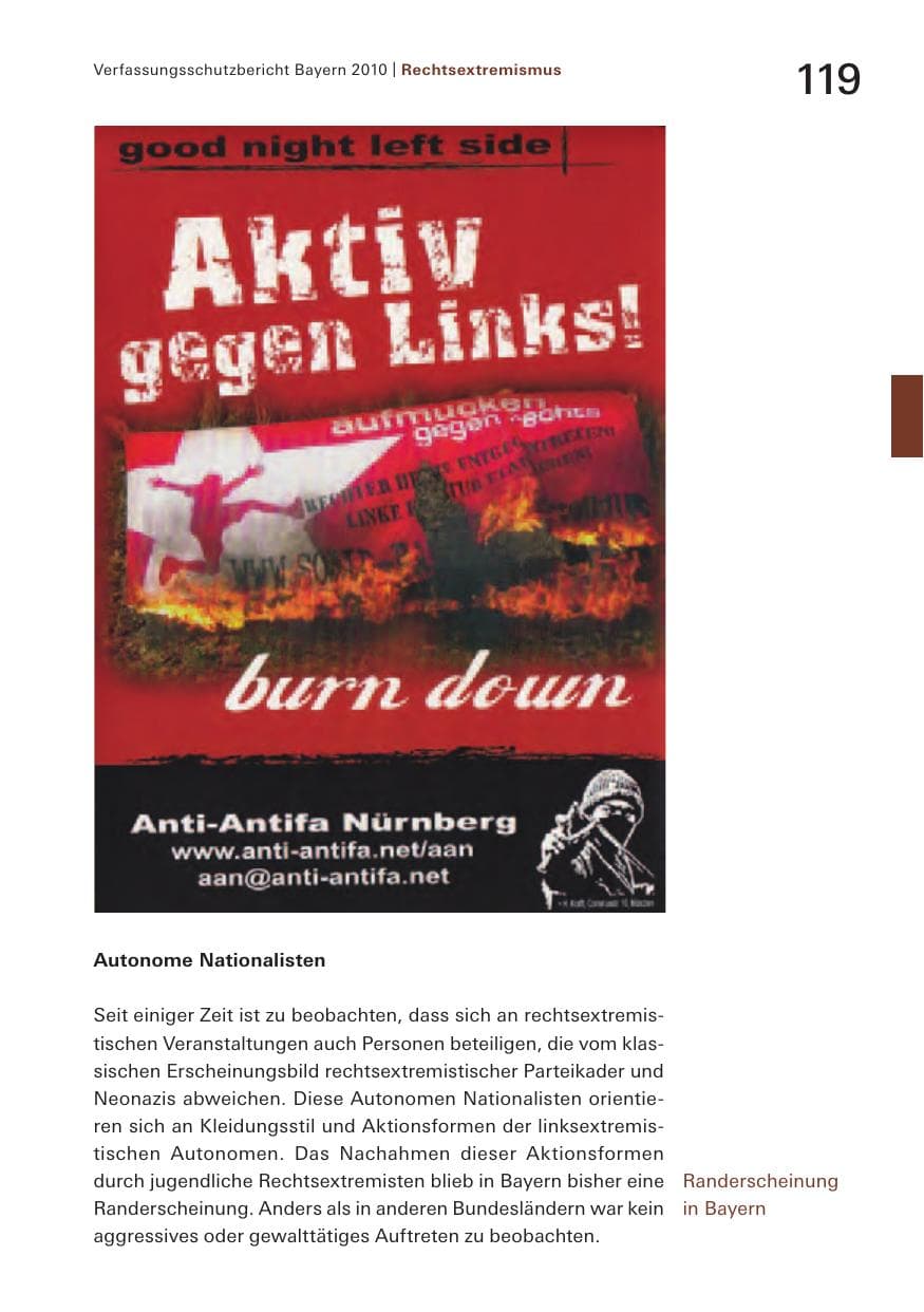 Seite 121 des Verfassungsschutzbericht 2010 Bayern