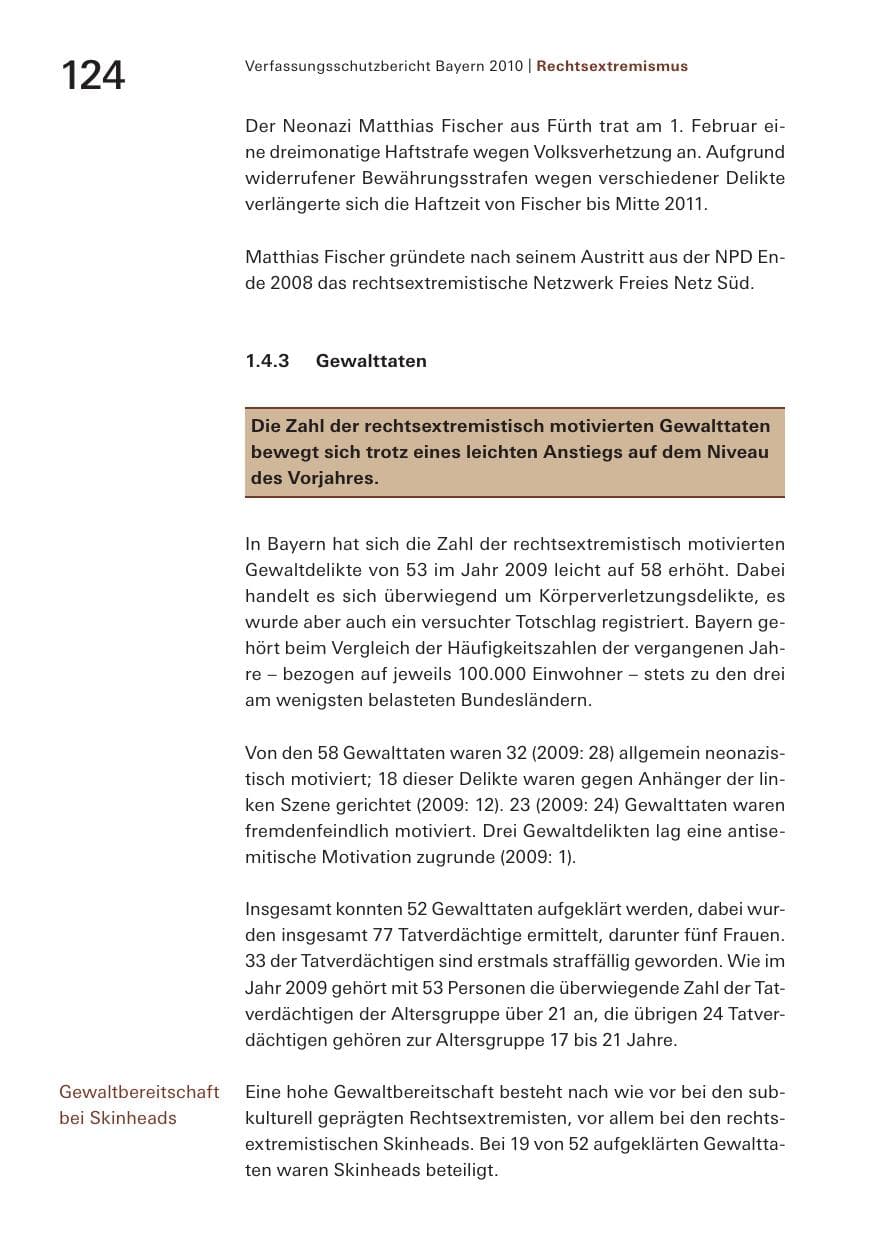Seite 126 des Verfassungsschutzbericht 2010 Bayern