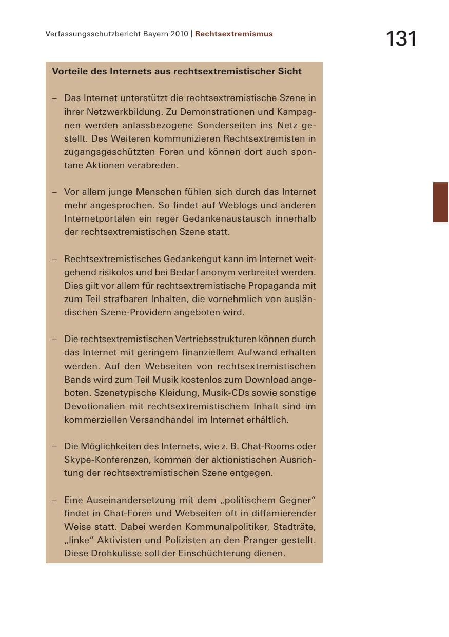 Seite 133 des Verfassungsschutzbericht 2010 Bayern