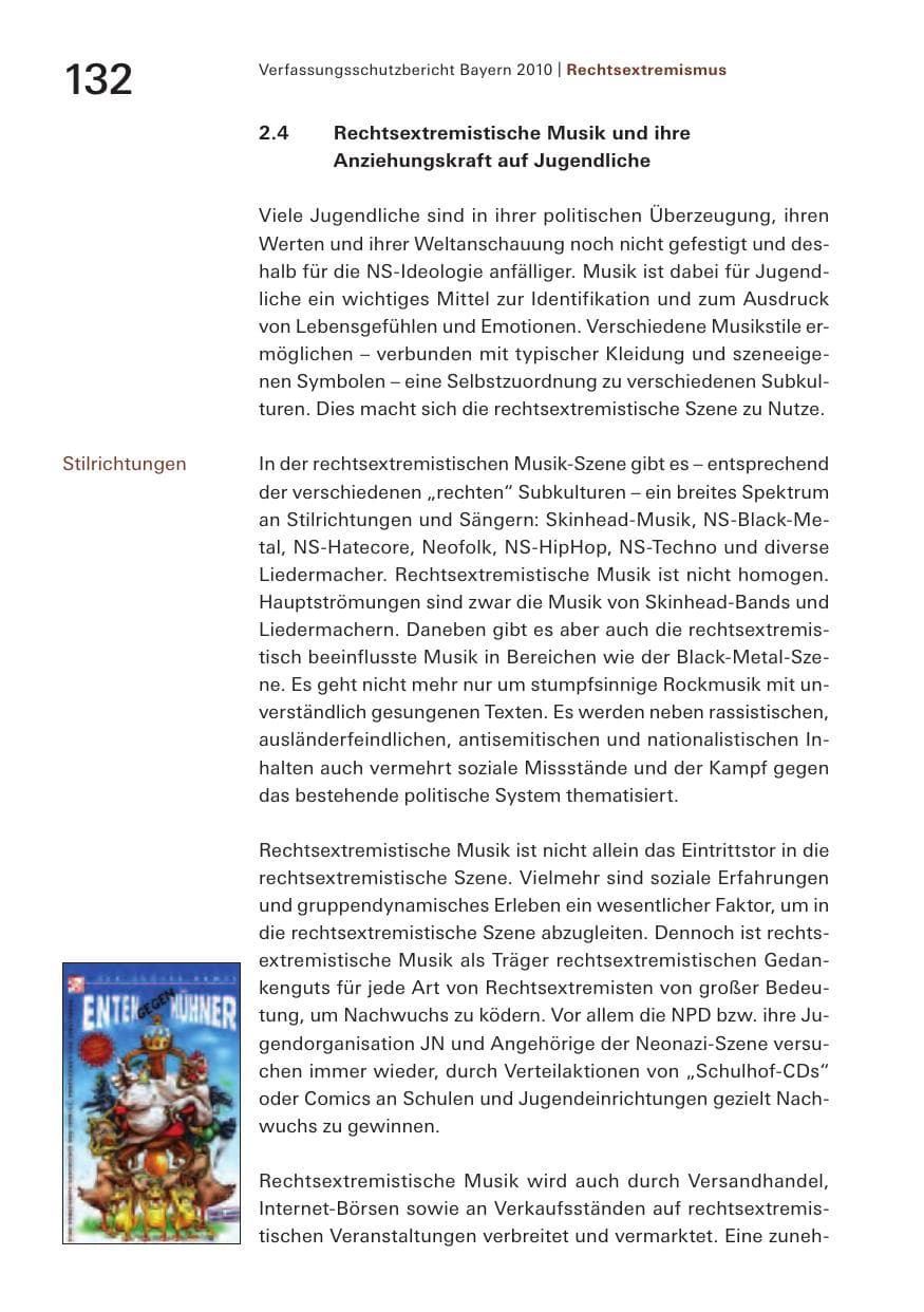 Seite 134 des Verfassungsschutzbericht 2010 Bayern
