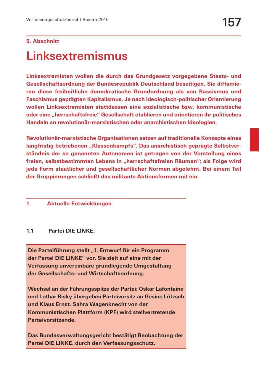 Seite 159 des Verfassungsschutzbericht 2010 Bayern