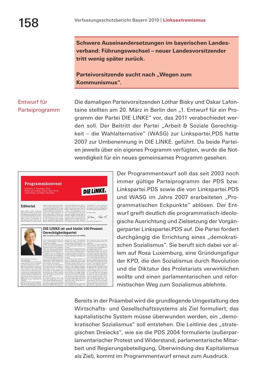Seite 160 des Verfassungsschutzbericht 2010 Bayern