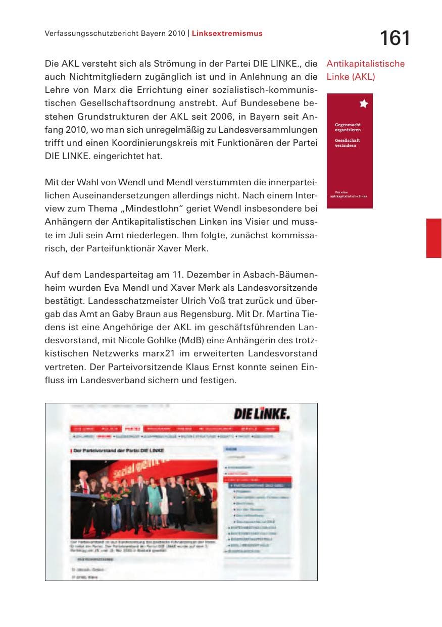 Seite 163 des Verfassungsschutzbericht 2010 Bayern