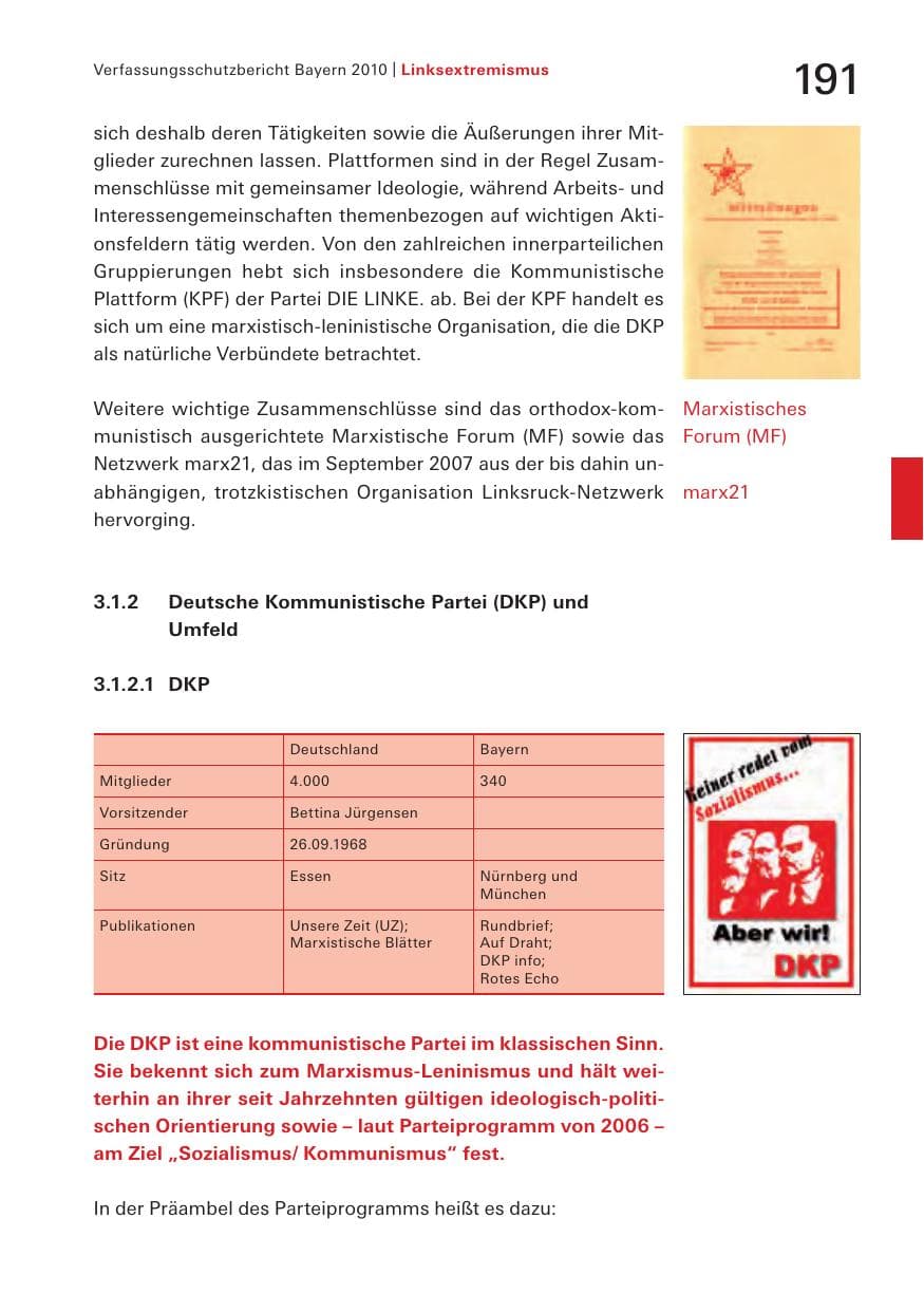 Seite 193 des Verfassungsschutzbericht 2010 Bayern