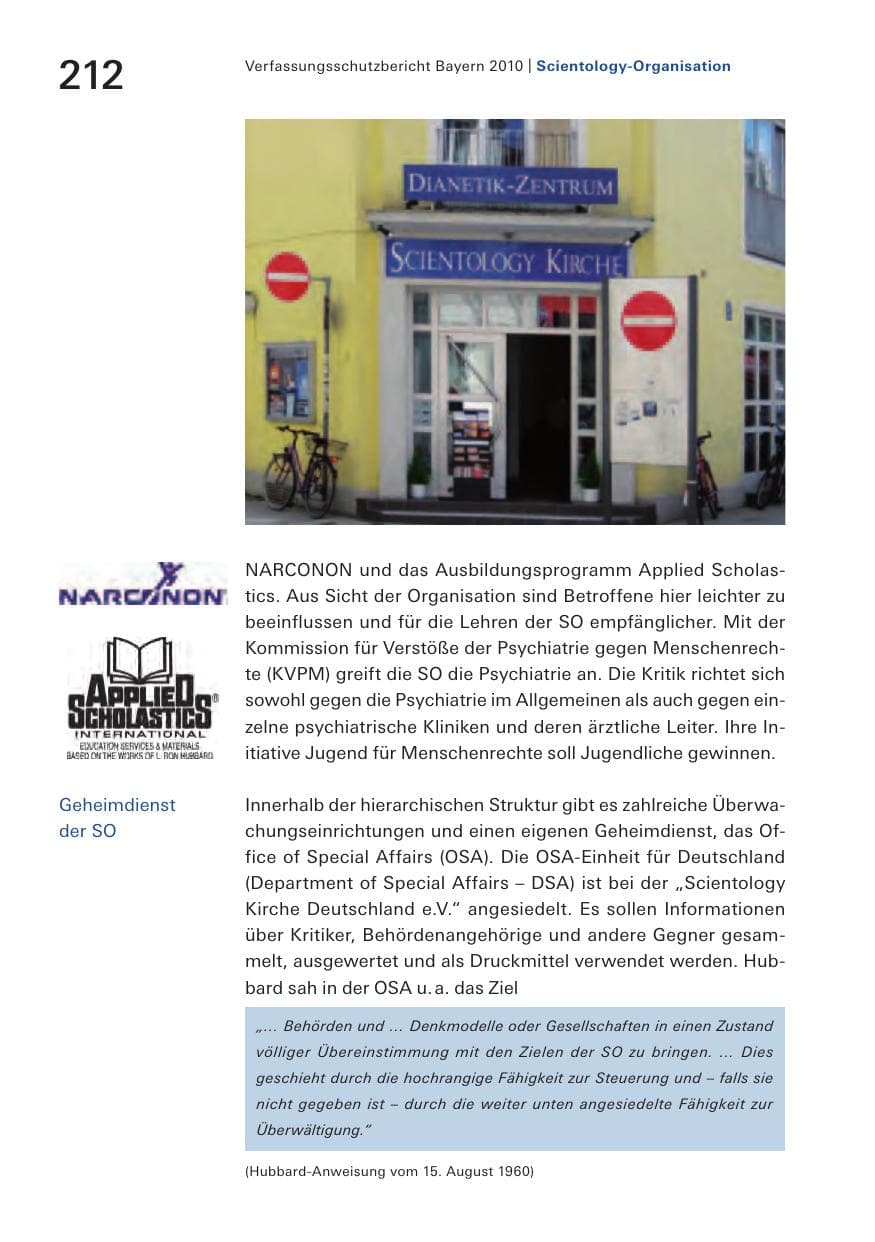 Seite 214 des Verfassungsschutzbericht 2010 Bayern