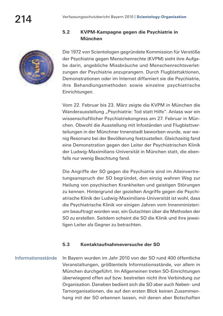 Seite 216 des Verfassungsschutzbericht 2010 Bayern