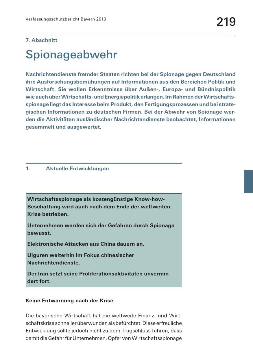 Seite 221 des Verfassungsschutzbericht 2010 Bayern