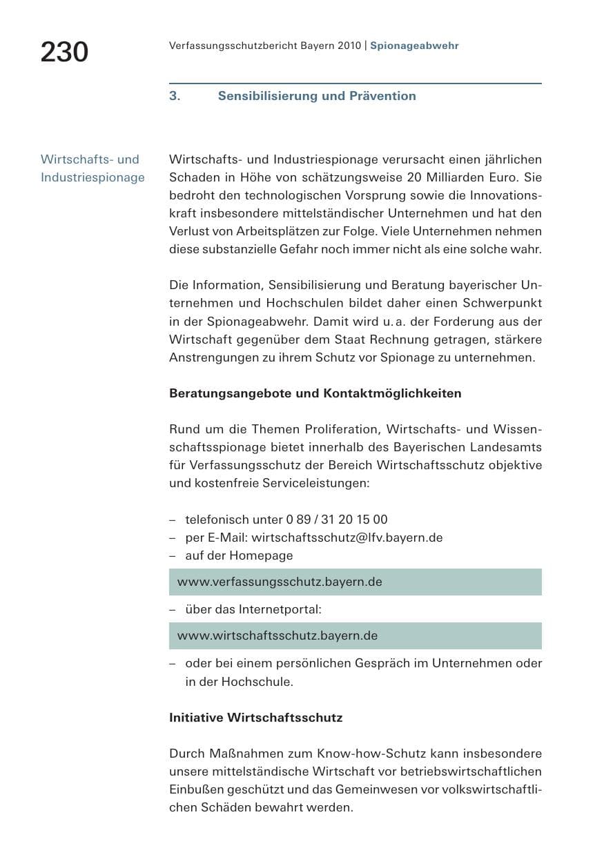 Seite 232 des Verfassungsschutzbericht 2010 Bayern