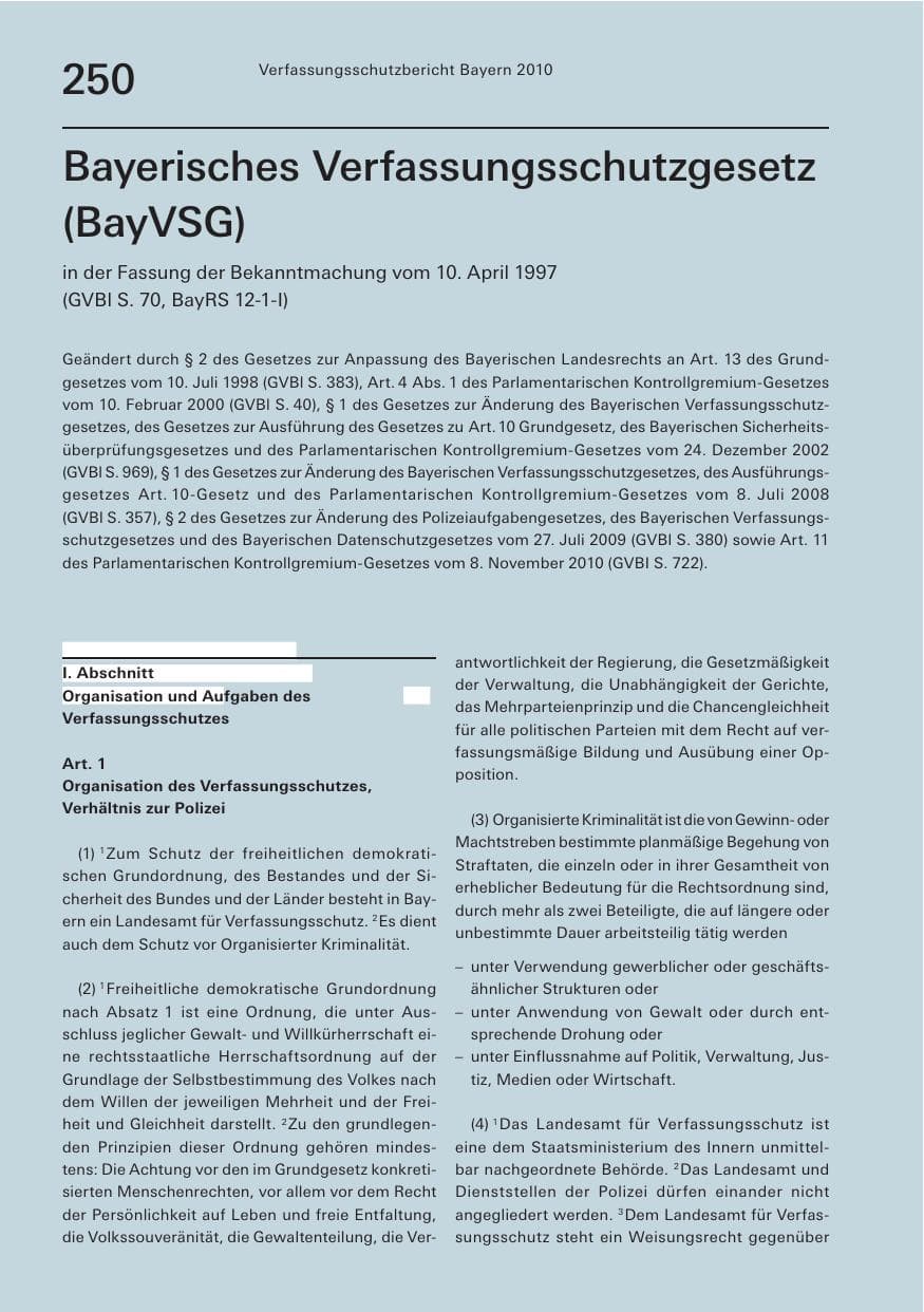 Seite 252 des Verfassungsschutzbericht 2010 Bayern