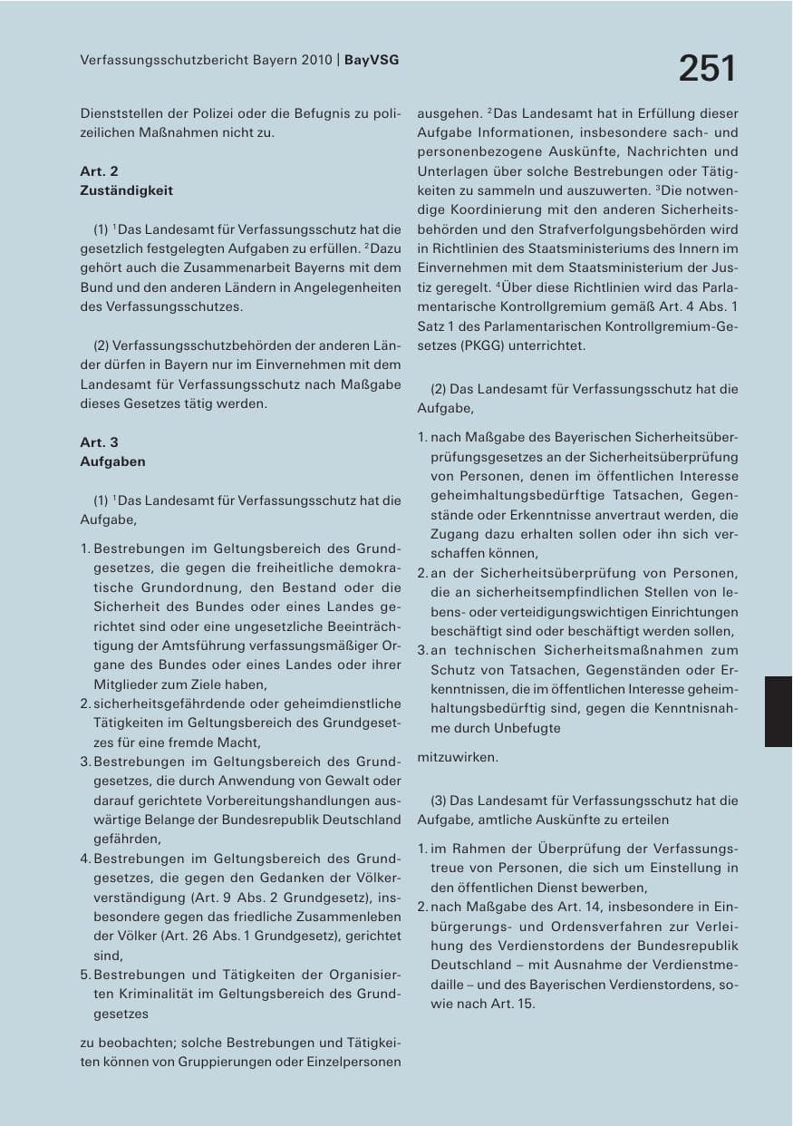 Seite 253 des Verfassungsschutzbericht 2010 Bayern