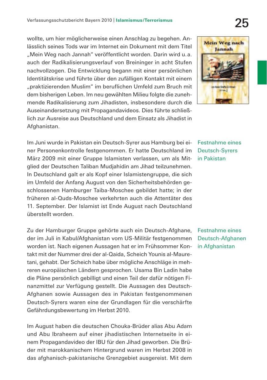 Seite 27 des Verfassungsschutzbericht 2010 Bayern