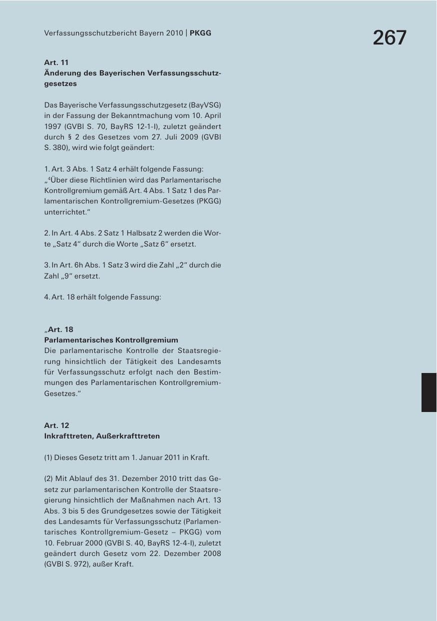 Seite 269 des Verfassungsschutzbericht 2010 Bayern