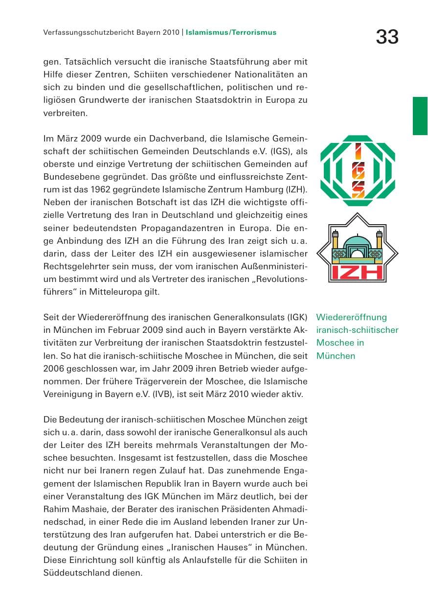 Seite 35 des Verfassungsschutzbericht 2010 Bayern