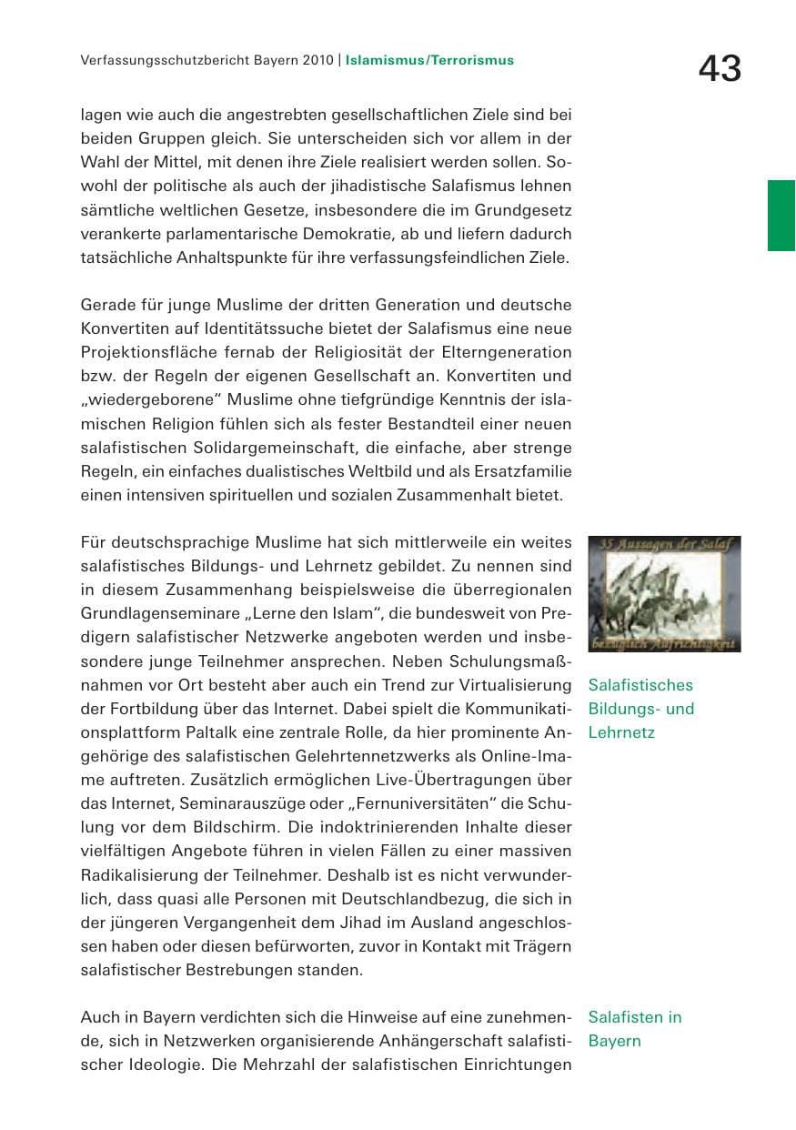 Seite 45 des Verfassungsschutzbericht 2010 Bayern
