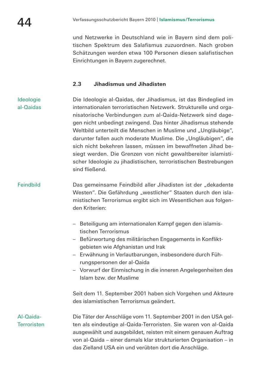 Seite 46 des Verfassungsschutzbericht 2010 Bayern