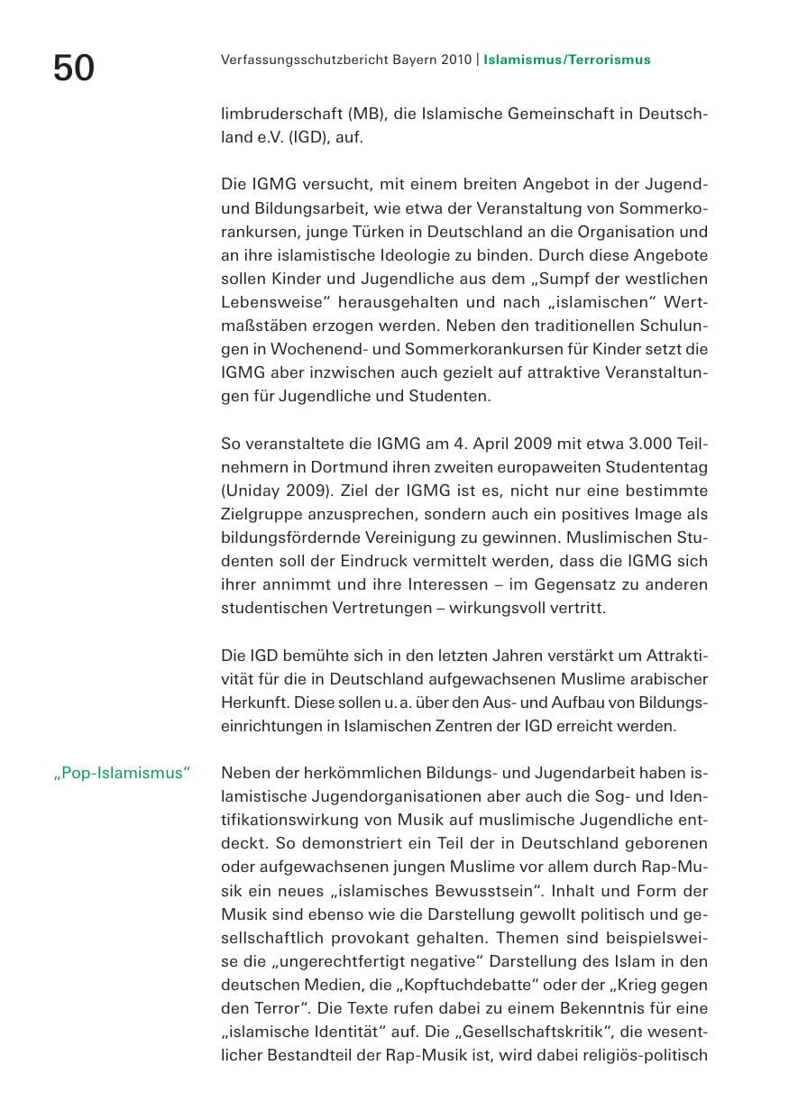Seite 52 des Verfassungsschutzbericht 2010 Bayern