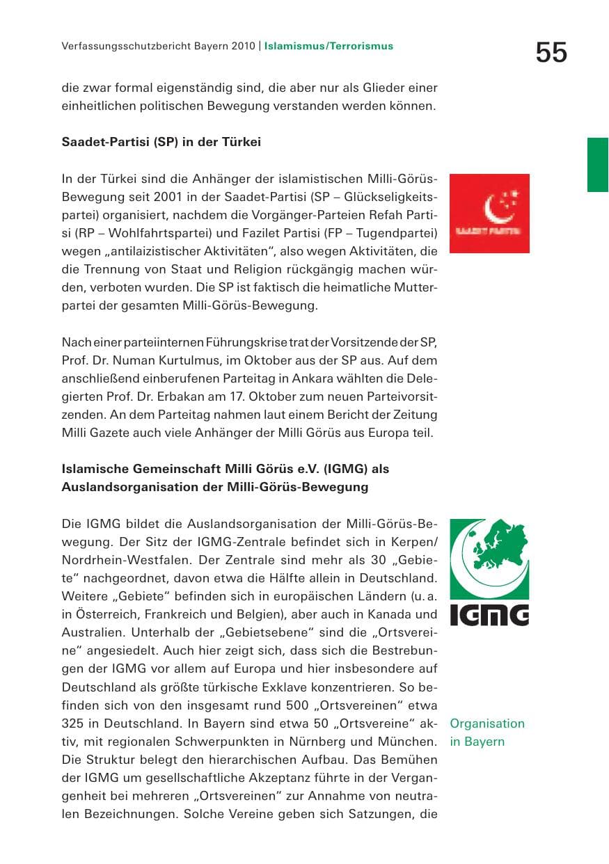 Seite 57 des Verfassungsschutzbericht 2010 Bayern