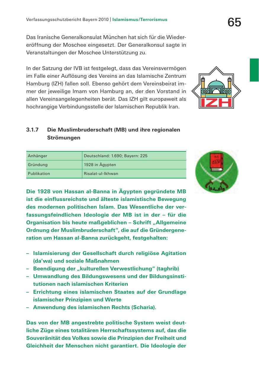 Seite 67 des Verfassungsschutzbericht 2010 Bayern