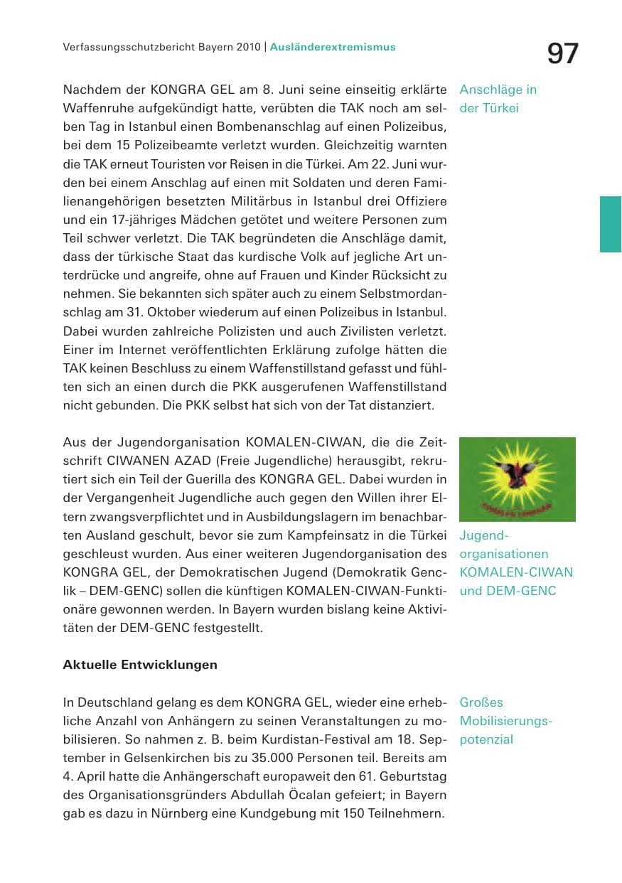Seite 99 des Verfassungsschutzbericht 2010 Bayern