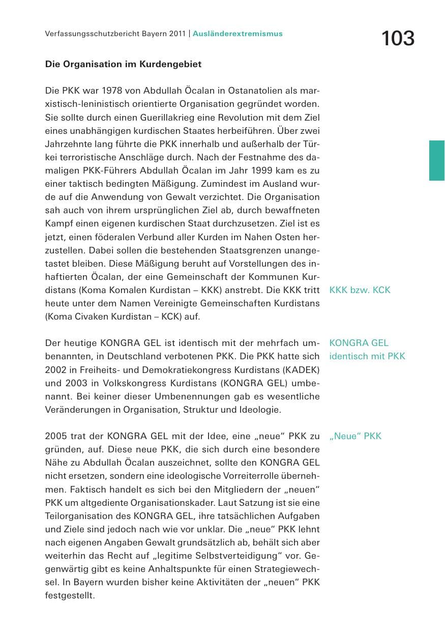 Seite 105 des Verfassungsschutzbericht 2011 Bayern