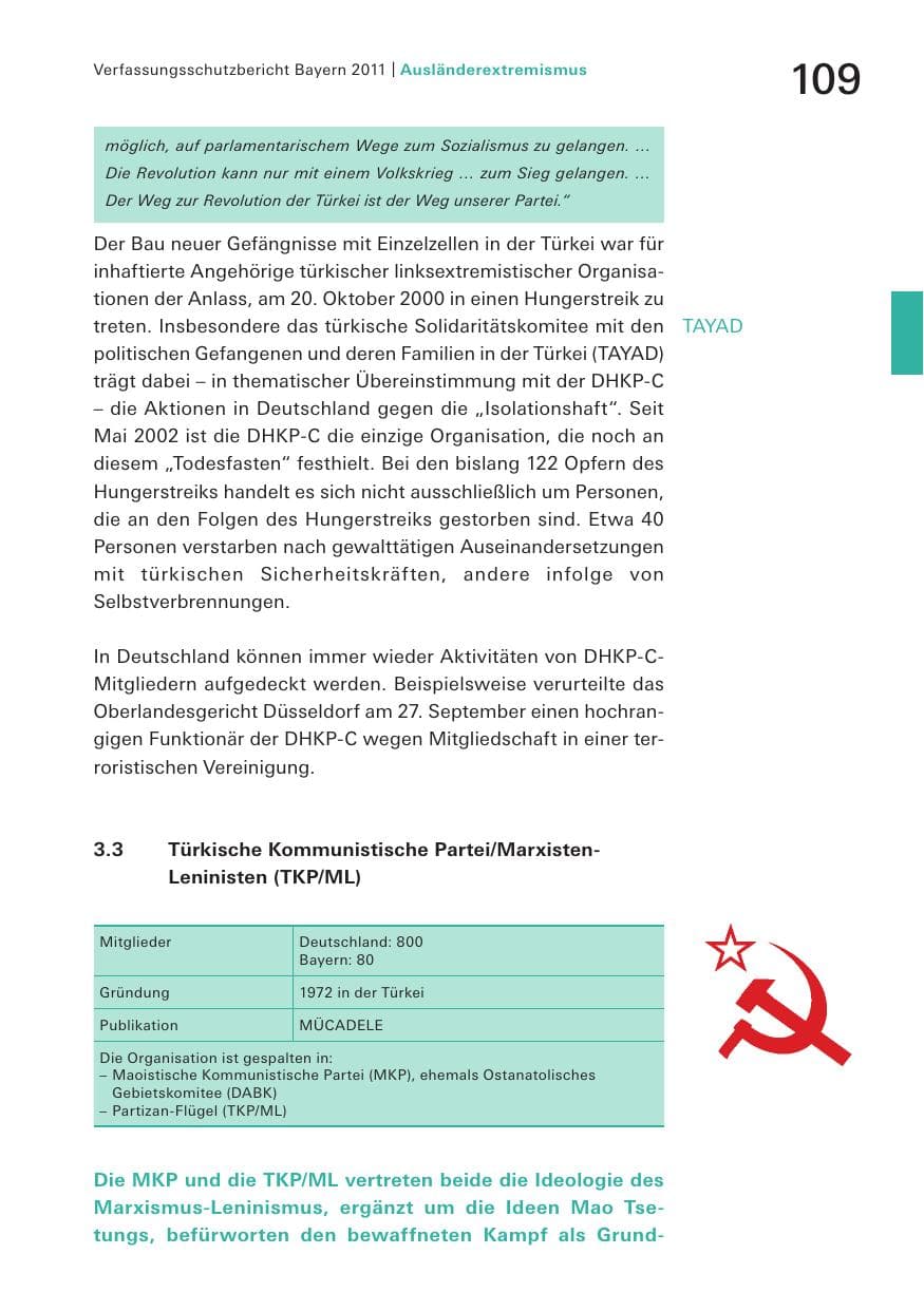 Seite 111 des Verfassungsschutzbericht 2011 Bayern