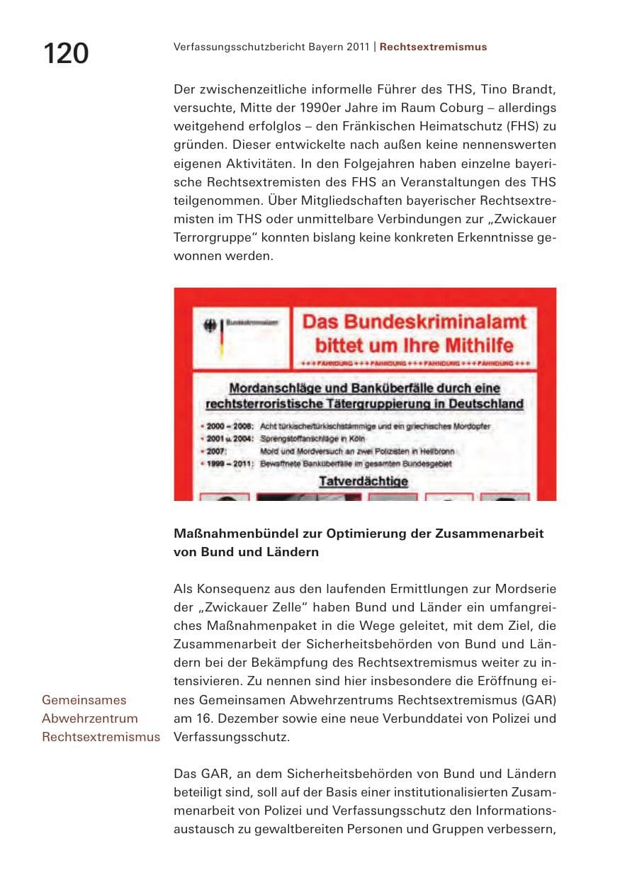 Seite 122 des Verfassungsschutzbericht 2011 Bayern