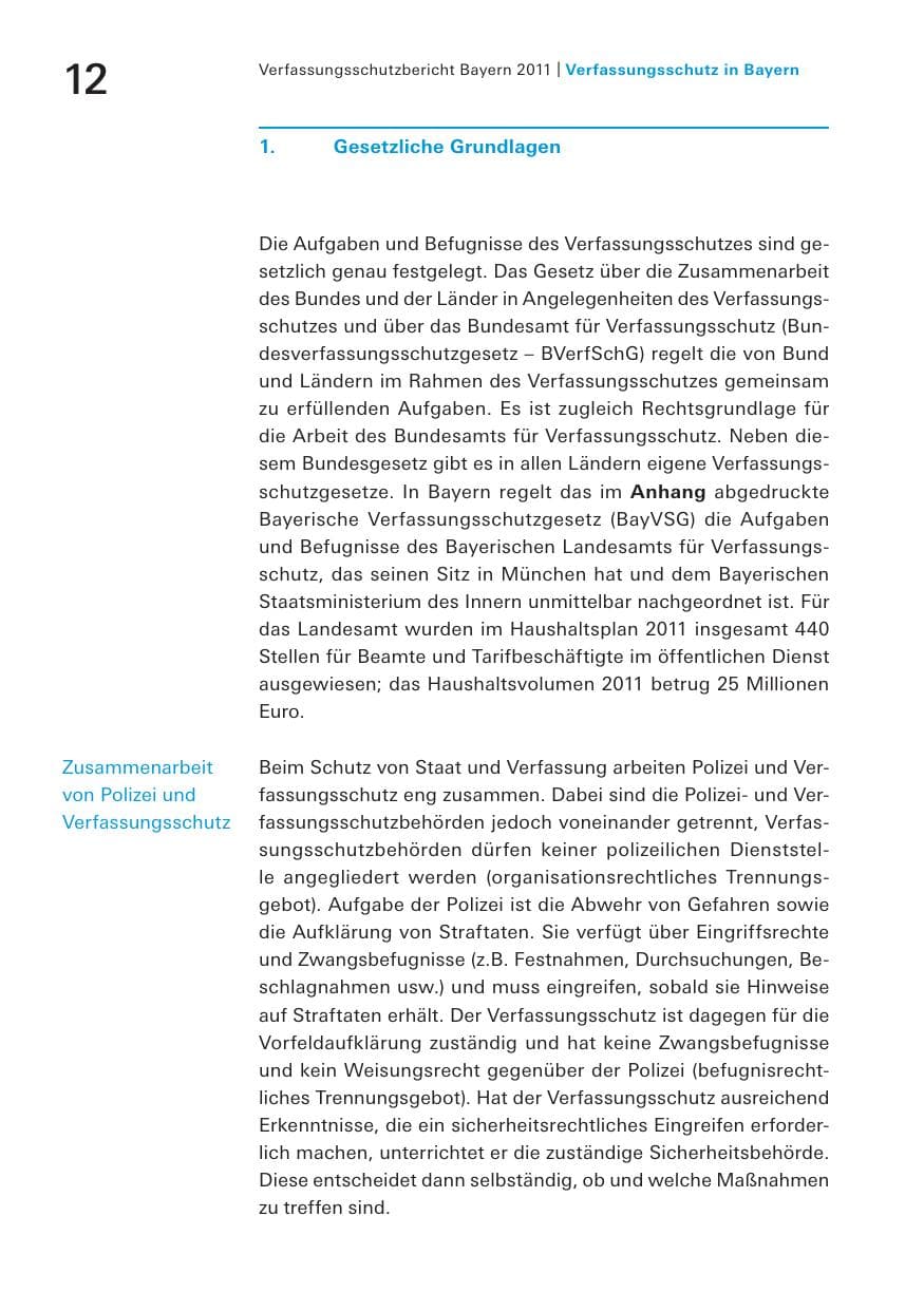 Seite 14 des Verfassungsschutzbericht 2011 Bayern
