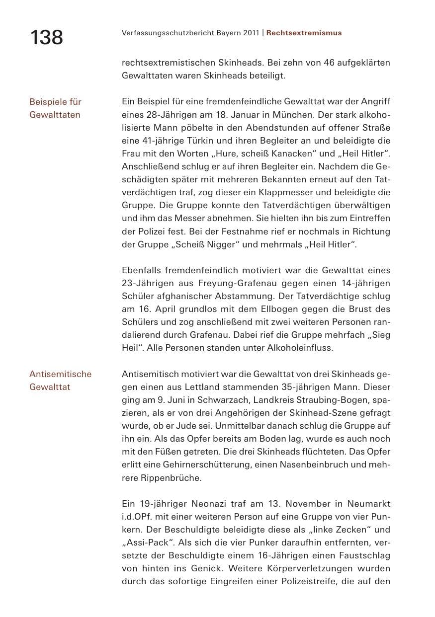 Seite 140 des Verfassungsschutzbericht 2011 Bayern