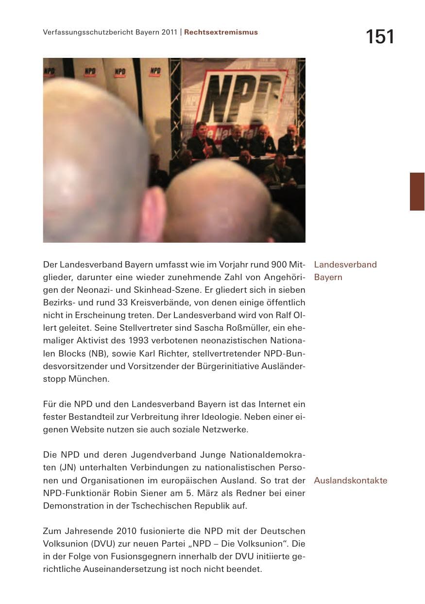 Seite 153 des Verfassungsschutzbericht 2011 Bayern