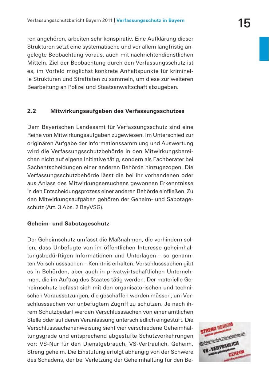 Seite 17 des Verfassungsschutzbericht 2011 Bayern