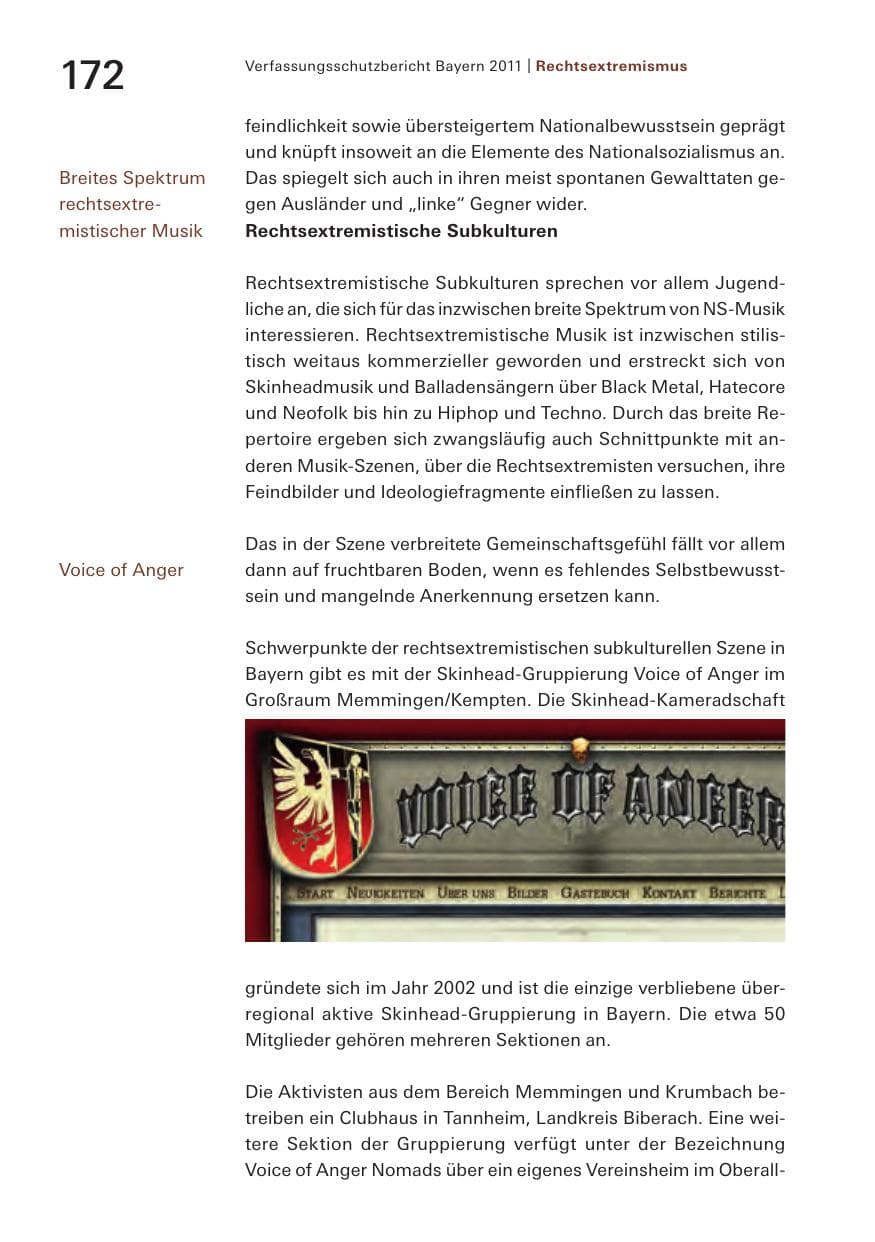 Seite 174 des Verfassungsschutzbericht 2011 Bayern